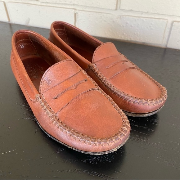 TOD'S JUNIOR EU 35 Unisex Penny Loafers in Saddle Italian Leather Preppy US 3.5 - Picture 1 of 9